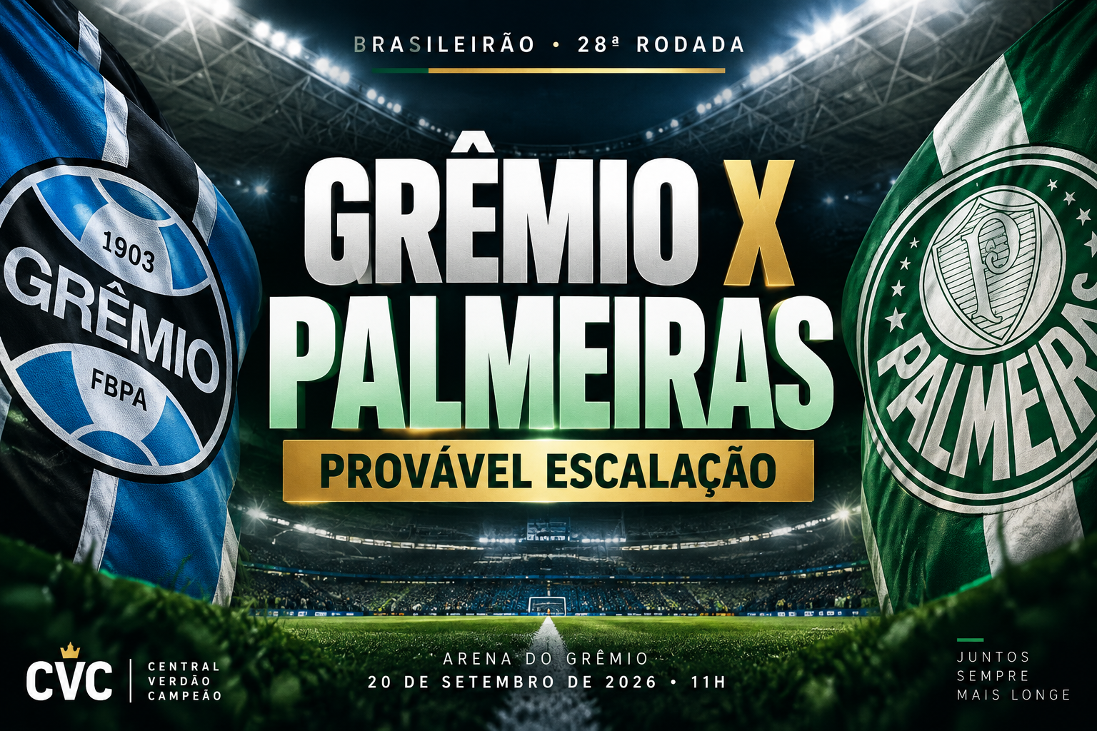 Grêmio x Palmeiras: provável escalação, desfalques e onde assistir