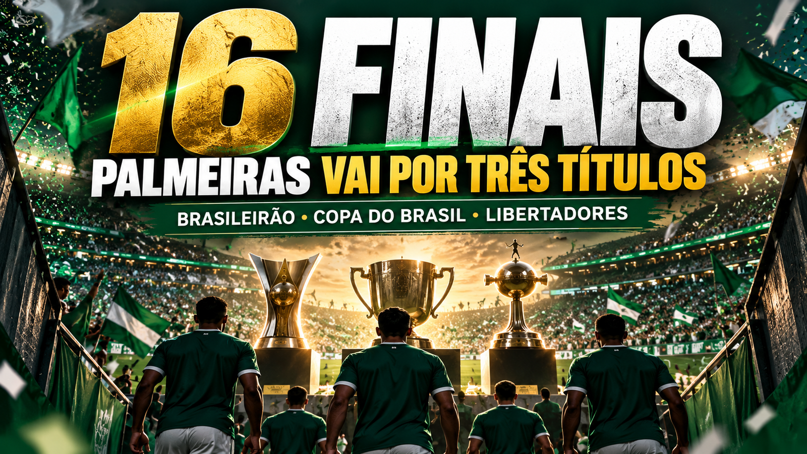 Palmeiras encara “16 finais” e mira tríplice coroa inédita no futebol brasileiro